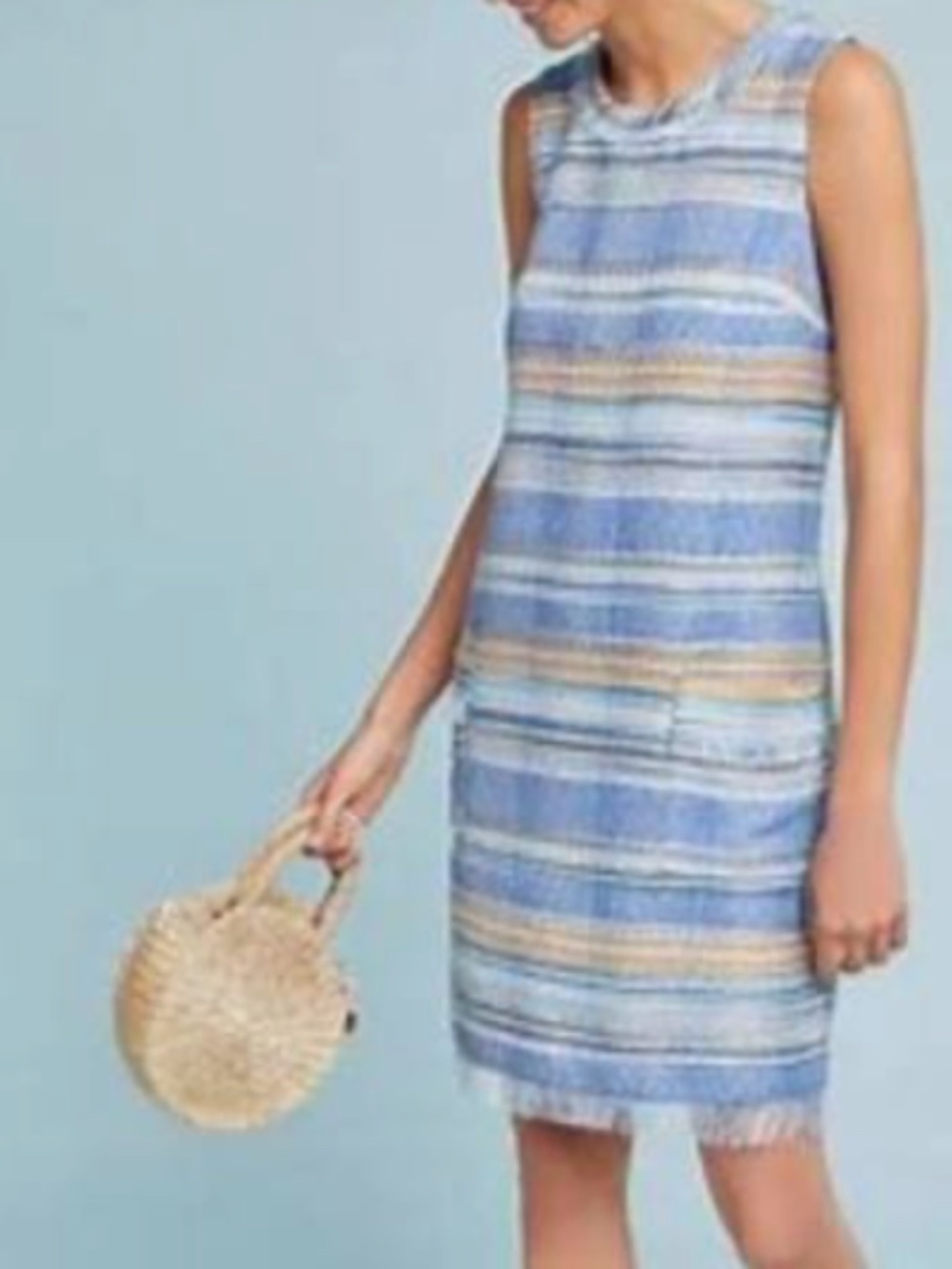 Anthropologie Sleeveless Cotton Fringe Boho Dress Size 6